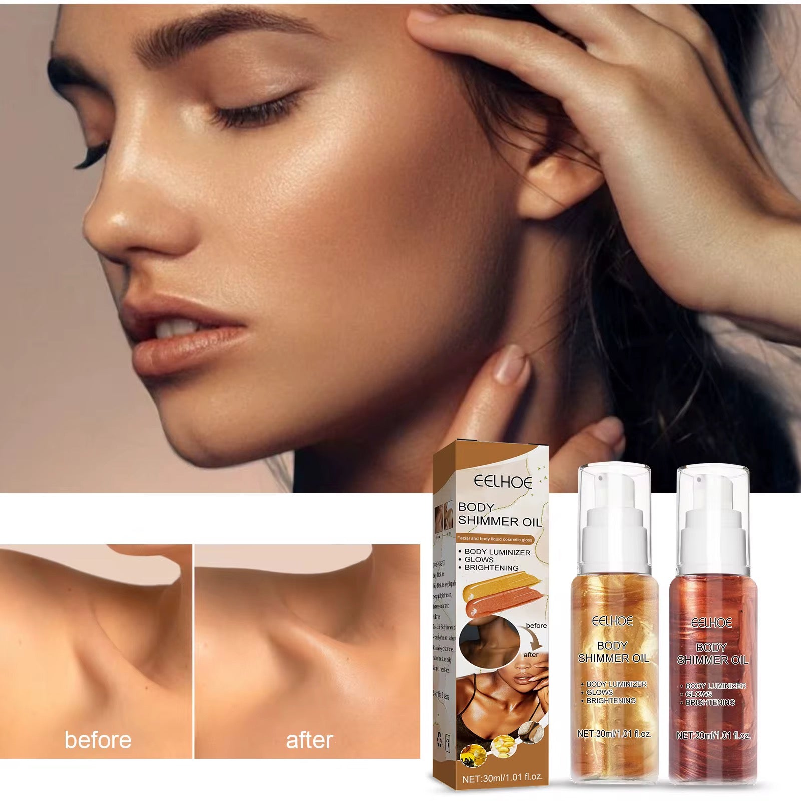 Huile Pailletée – Brillance & Hydratation Sublime