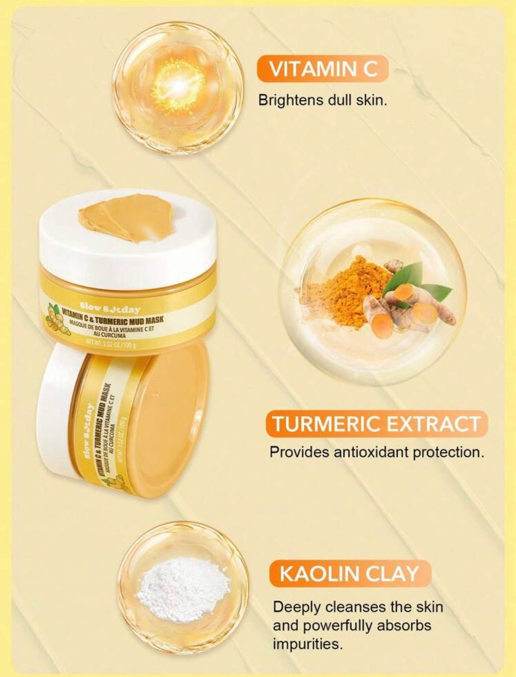 Masque Éclat à la Boue, Vitamine C & Curcuma