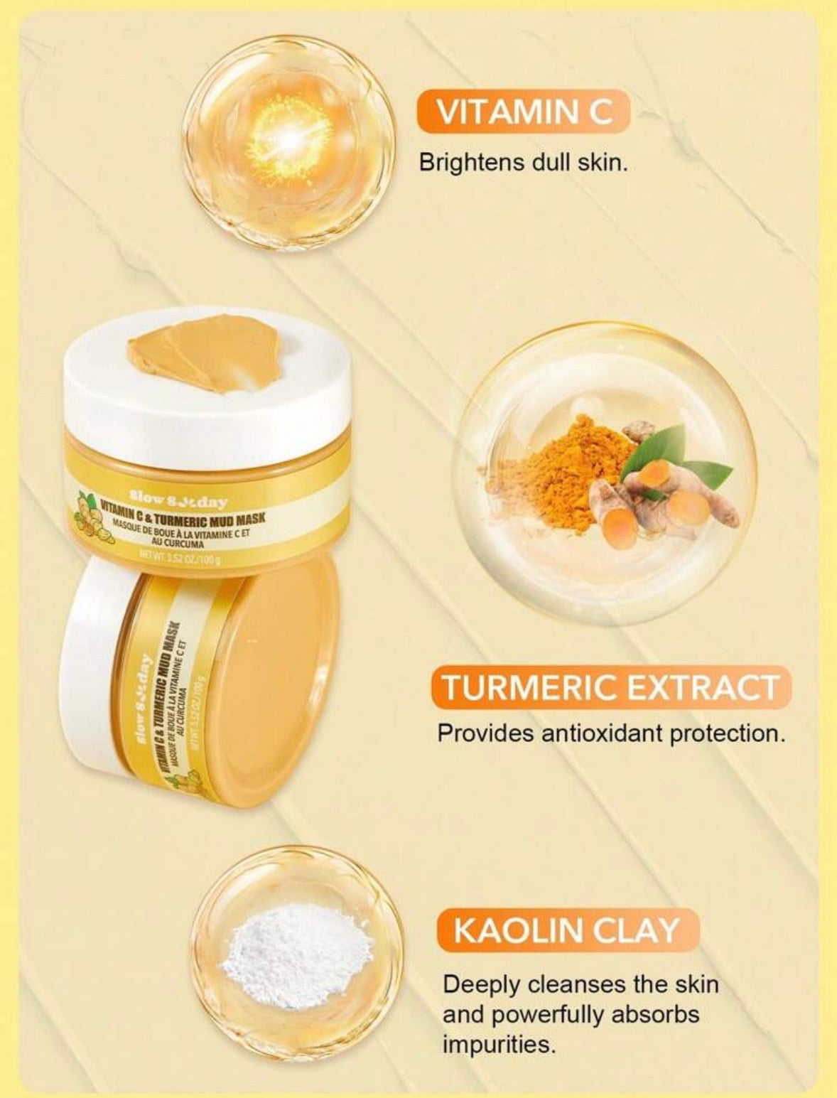 Masque Éclat à la Boue, Vitamine C & Curcuma